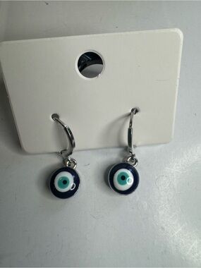 New Evil eye silver tone earrings